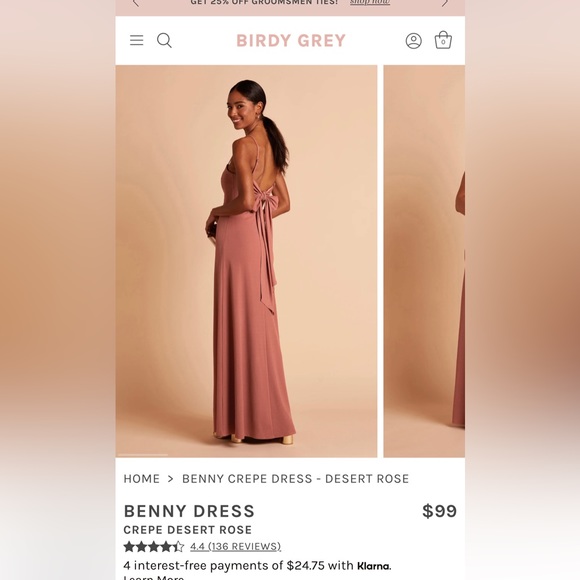Benny Birdy grey bridesmaid dress! Desert rose! - Picture 1 of 1